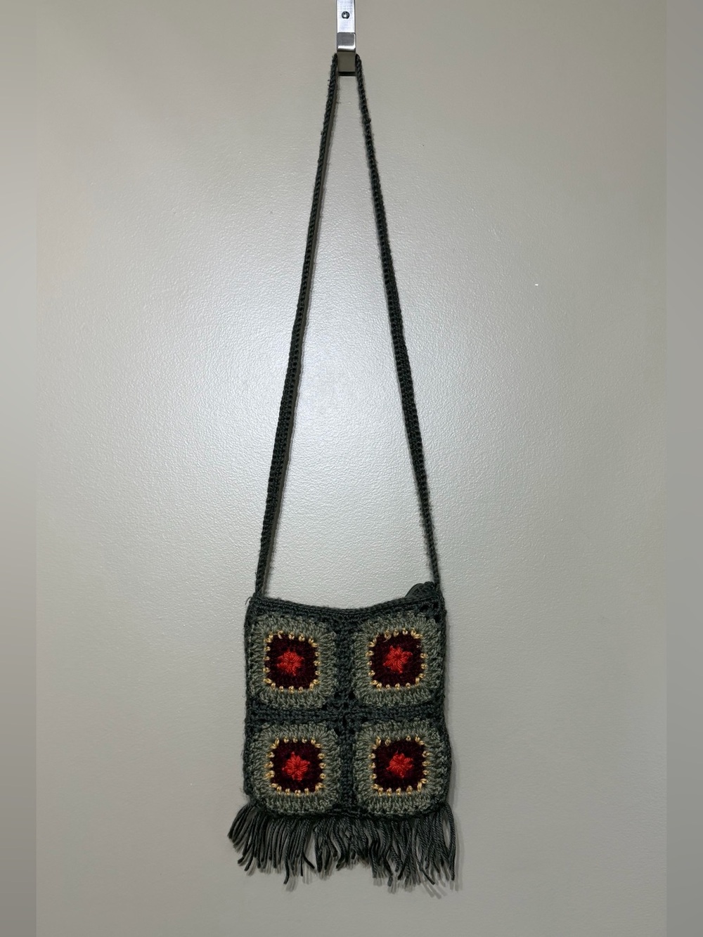 Granny Square Knit Boho Mini Bag